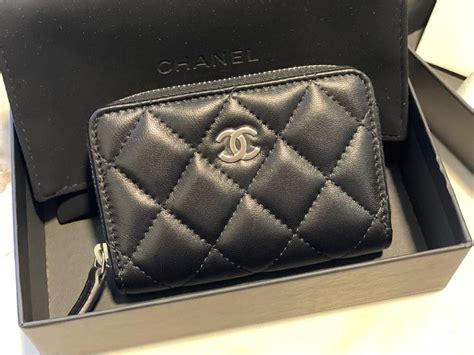 chanel key and card holder|Chanel zipped card holder.